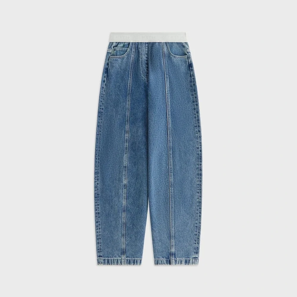Kith Dana Logo Denim Pant Luka Wash Blue Wide Leg Jeans KHW060547-5078 Size 28 - Picture 3 of 16